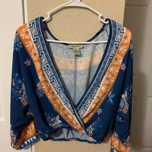 Lose cross down elastic waist fitting shirt